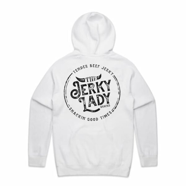 The Jerky Lady hoodie white back